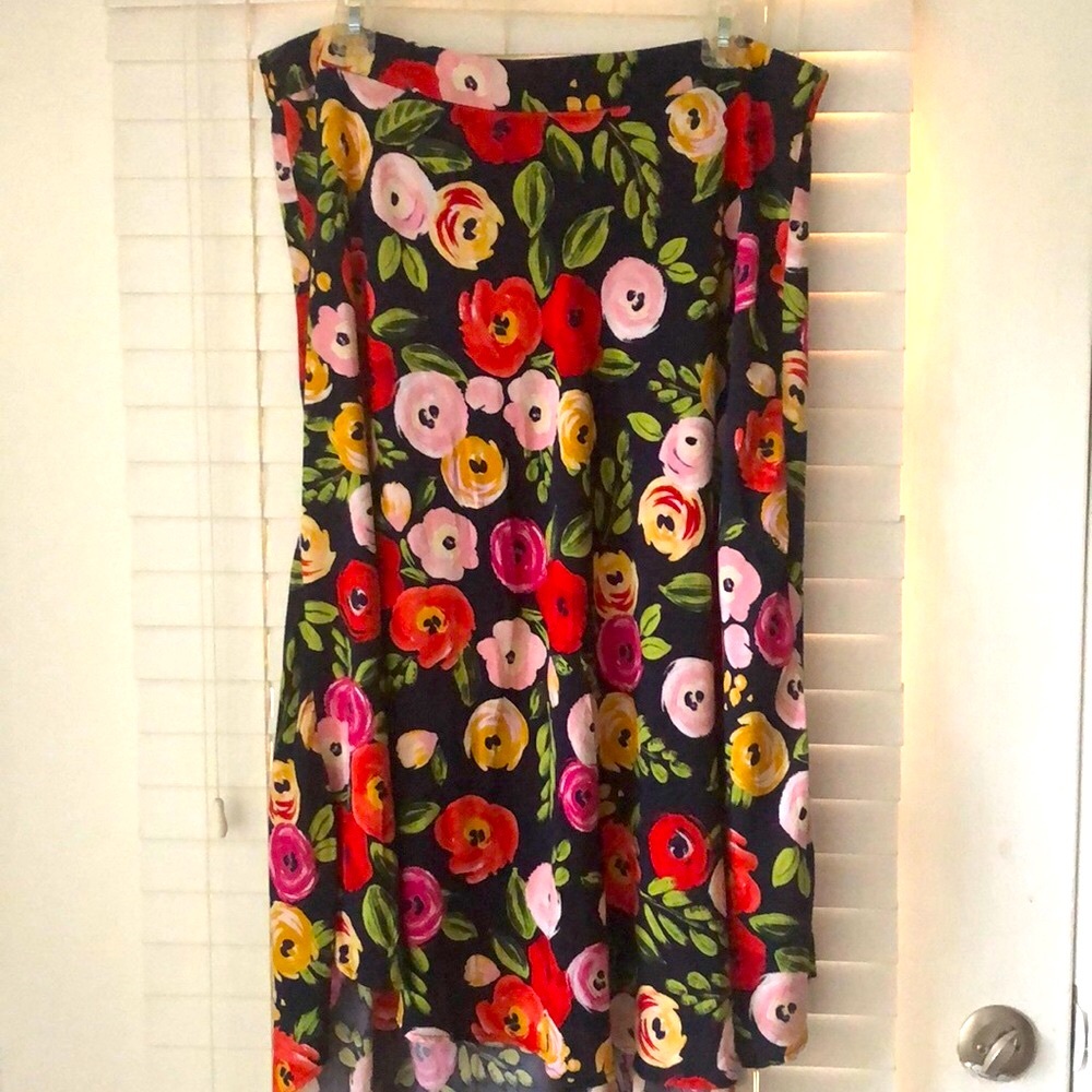 Lane Bryant Skirt Hi Low Floral Black Pink SZ 18/20